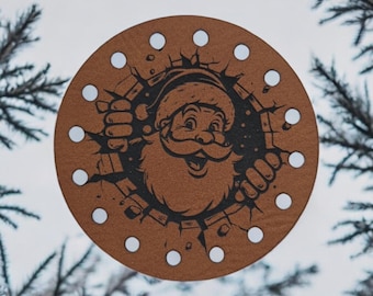 Santa Claus PATCHES!  Knit Hat Patch! Crochet Beanie Patches! Christmas! Holidays! Winter! Cup Cozy Patch!