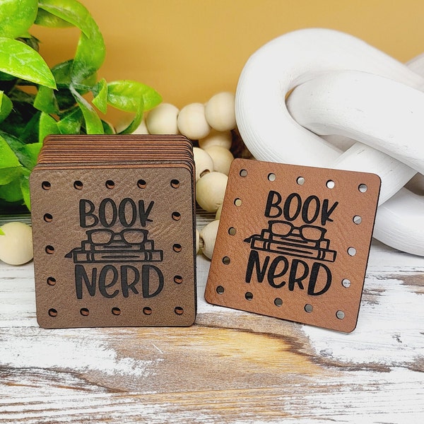 Book Nerd!  Faux Leather Patch! Humor! Sarcastic! Crochet! Knit! Beanie Patch! Singles! Book Lovers! Reading! Books & Glasses!
