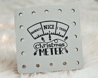 Christmas Meter Nice Patch!  Blanket Patches! Knit Hat Patch! Crochet Beanie Patch! Cup Cozy Patches! Winter! Christmas! I tried! Naughty!