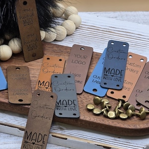 Custom Faux Leather Fold Over Tags: Crochet & Knit Labels