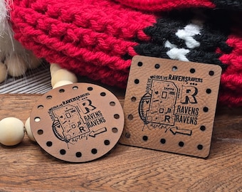 Ravens Faux Leather Patches: Laser Engraved Vegan Tags