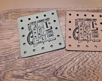 Lions Faux Leather Patch: Laser Engraved Vegan Leather, Sew-On | School Mascots