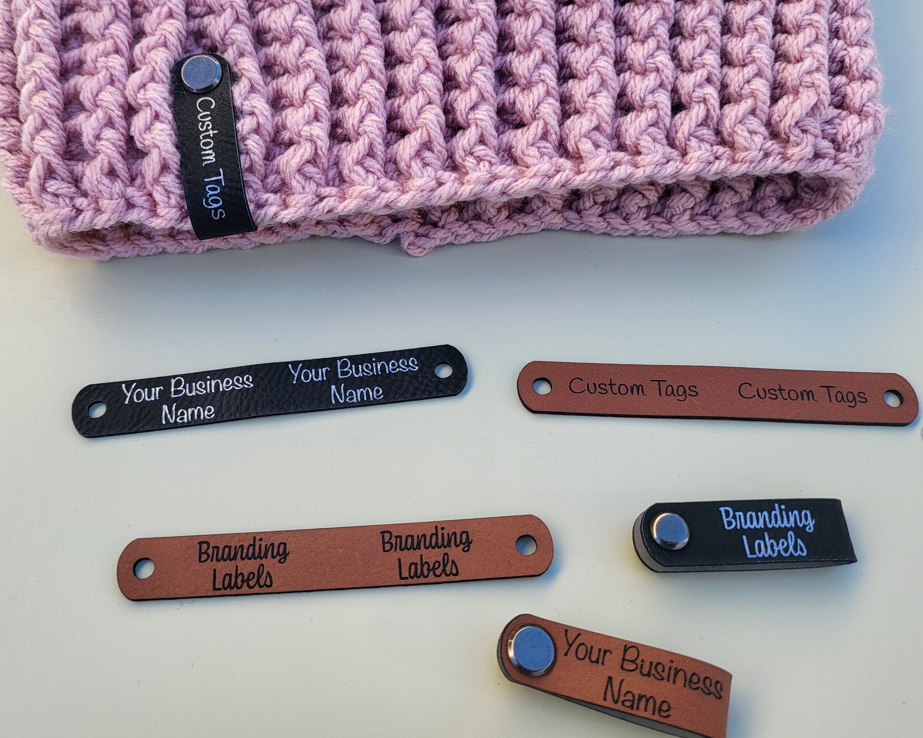 Faux Leather Tags for Handmade Items SEW ON Personalized Logo