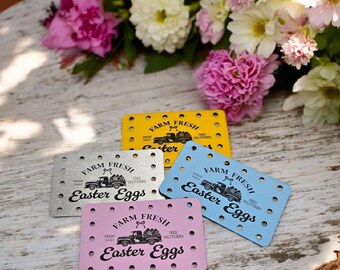 Farm Fresh Easter Eggs Pickup Faux Leather Tags! Laser Engraved! Add a Touch of Spring! Ideal for crocheting or knitting! New Colors!
