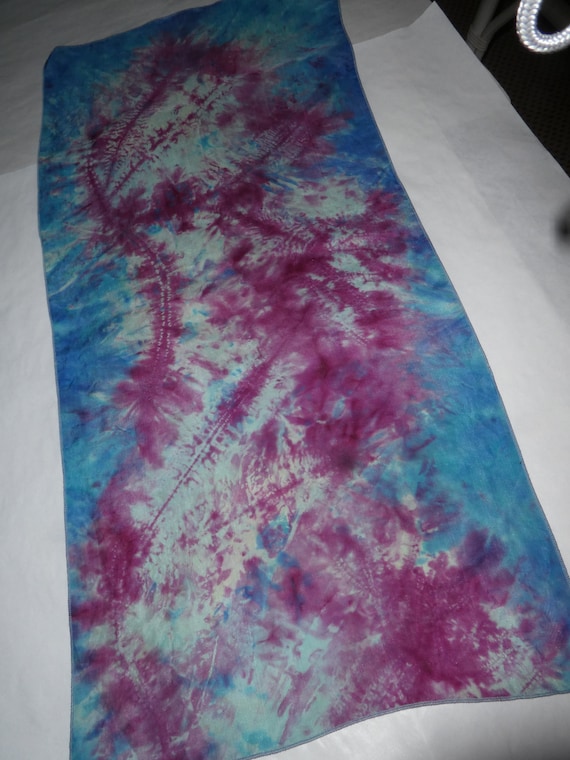 Silk scarf blue rose shibori hand dyed original design short scarf #S187
