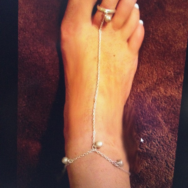 Barefoot Anklet Harem Dancer Silver Tone Sexy Foot Jewelry