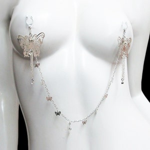 Giant Butterlfies Nipple Chain Silver sep Baby Butterflies Tassels Rhinestones image 1