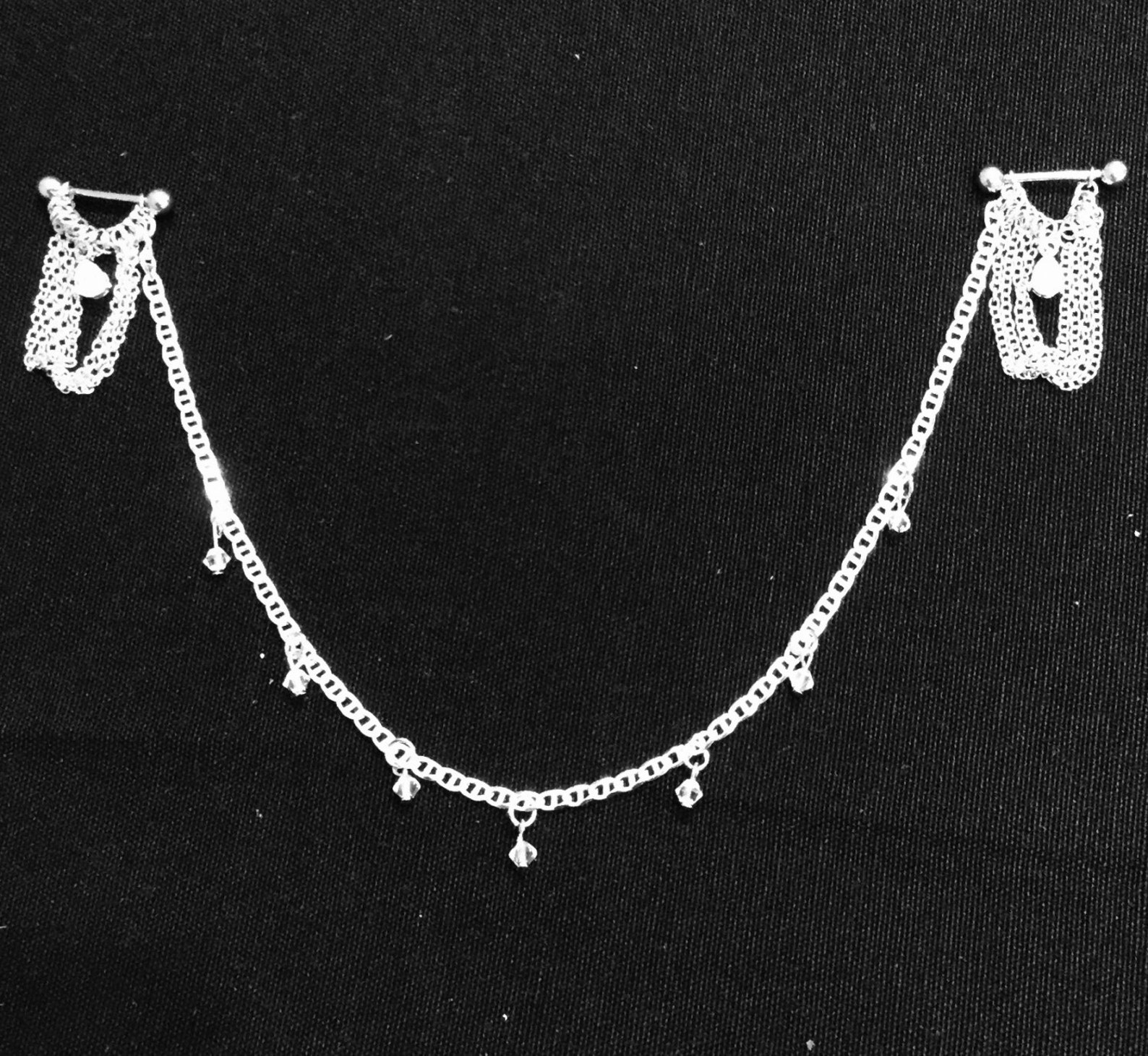 Pierced Nipple Bars With Tear Drop Cubic Zirconia Silver Etsy