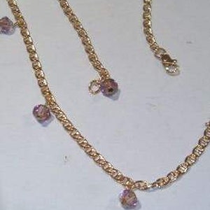 Belly Chain with 4mm Austrian Crystals Gold Tone Silver Tone purple crystals image 2