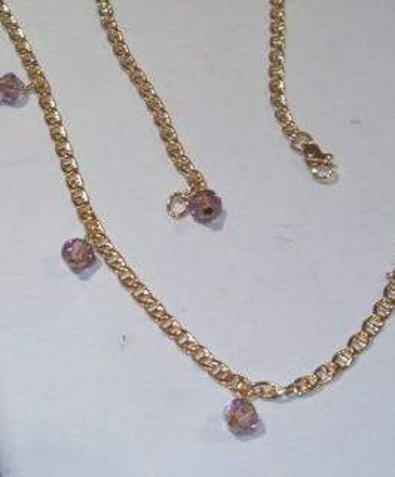 Belly Chain with 4mm Austrian Crystals Gold Tone Silver Tone purple crystals image 2