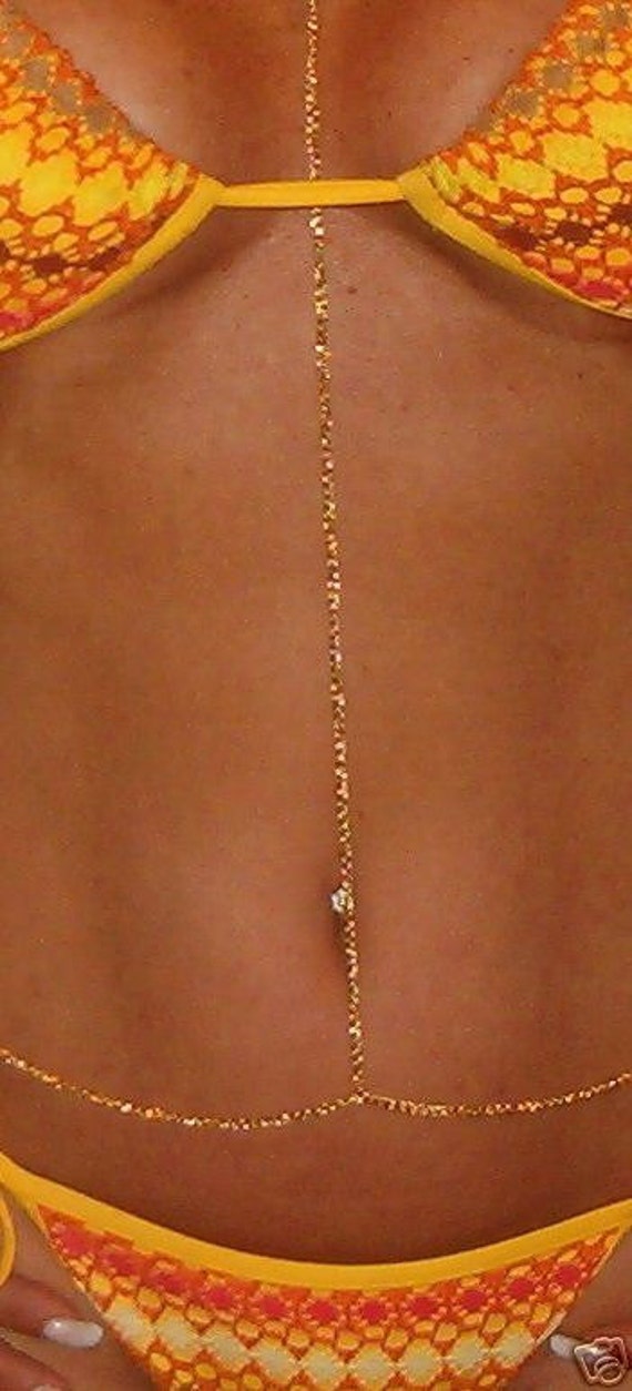 The SUNSET Heart dancer 14kt Gold gep  body belly chain 