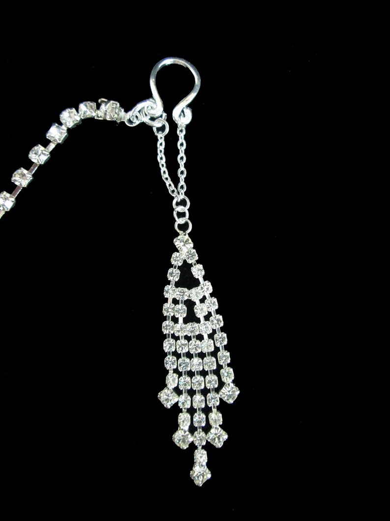 Gorgeous Chandelier Rhinestone Tassel 5 Row Nipple Chain Nipple Clip On image 4