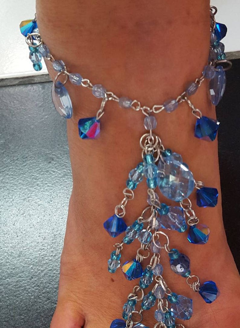 To Die For Barefoot Anklet Blues Genuine Austrian crystal ONE size
