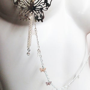 Giant Butterlfies Nipple Chain Silver sep Baby Butterflies Tassels Rhinestones image 2