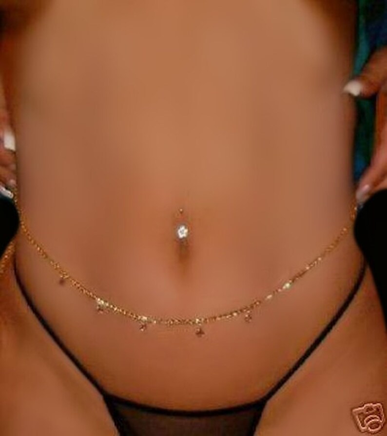 Belly Chain with 4mm Austrian Crystals Gold Tone Silver Tone purple crystals image 3