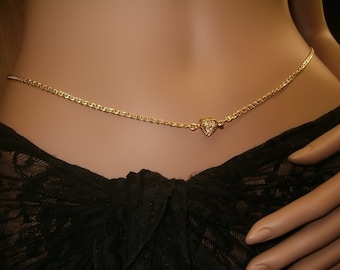 Heart Clasp Cubic Zircona Shape Gold gep Belly chain