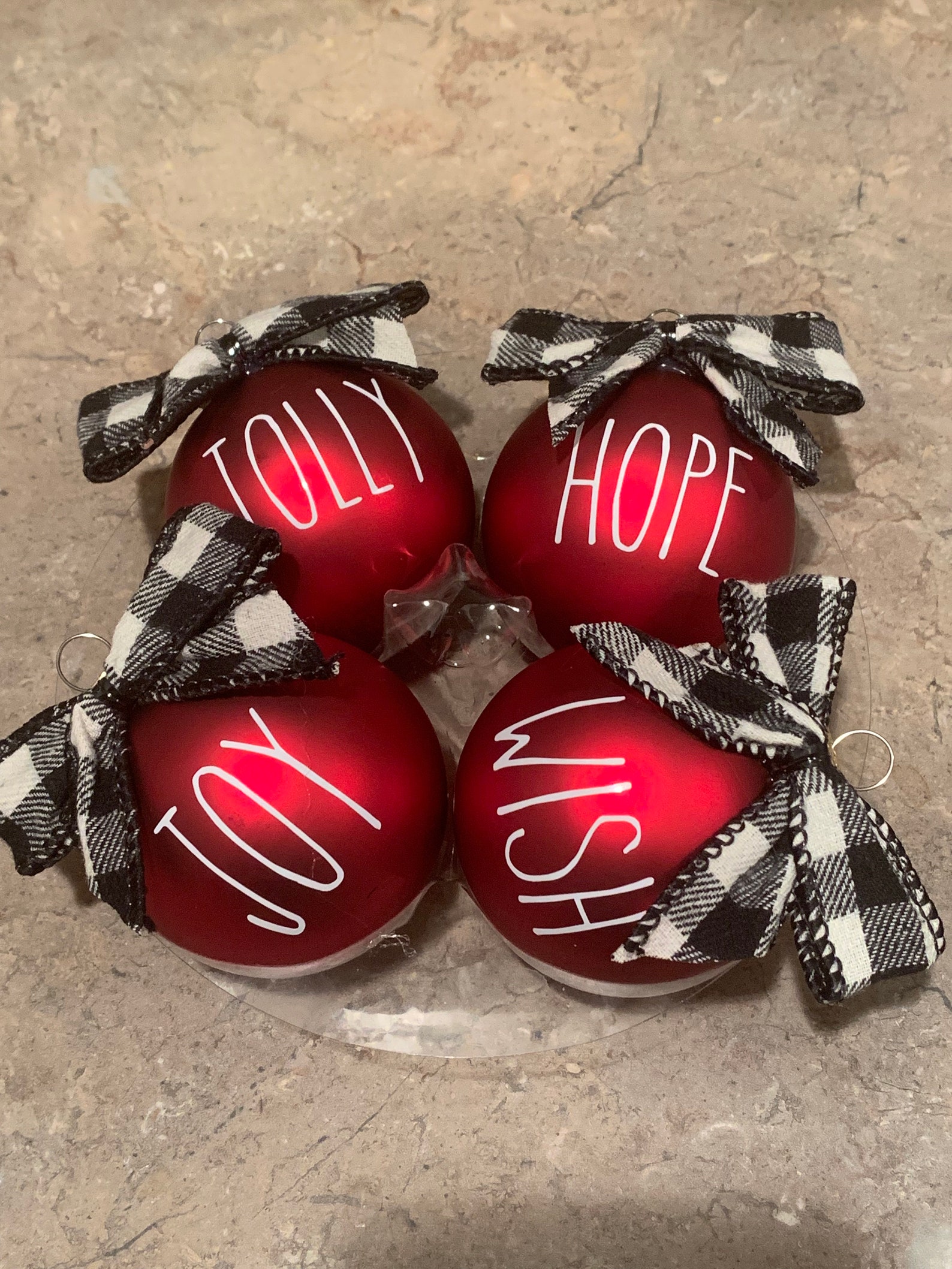 Farmhouse Ornaments Red Buffalo Check Ornaments Rustic Red Etsy