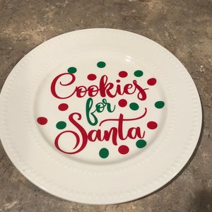 Cookies for Santa - Christmas plate - personalized plate - holiday plate - Santa plate - Christmas - white Christmas plate -