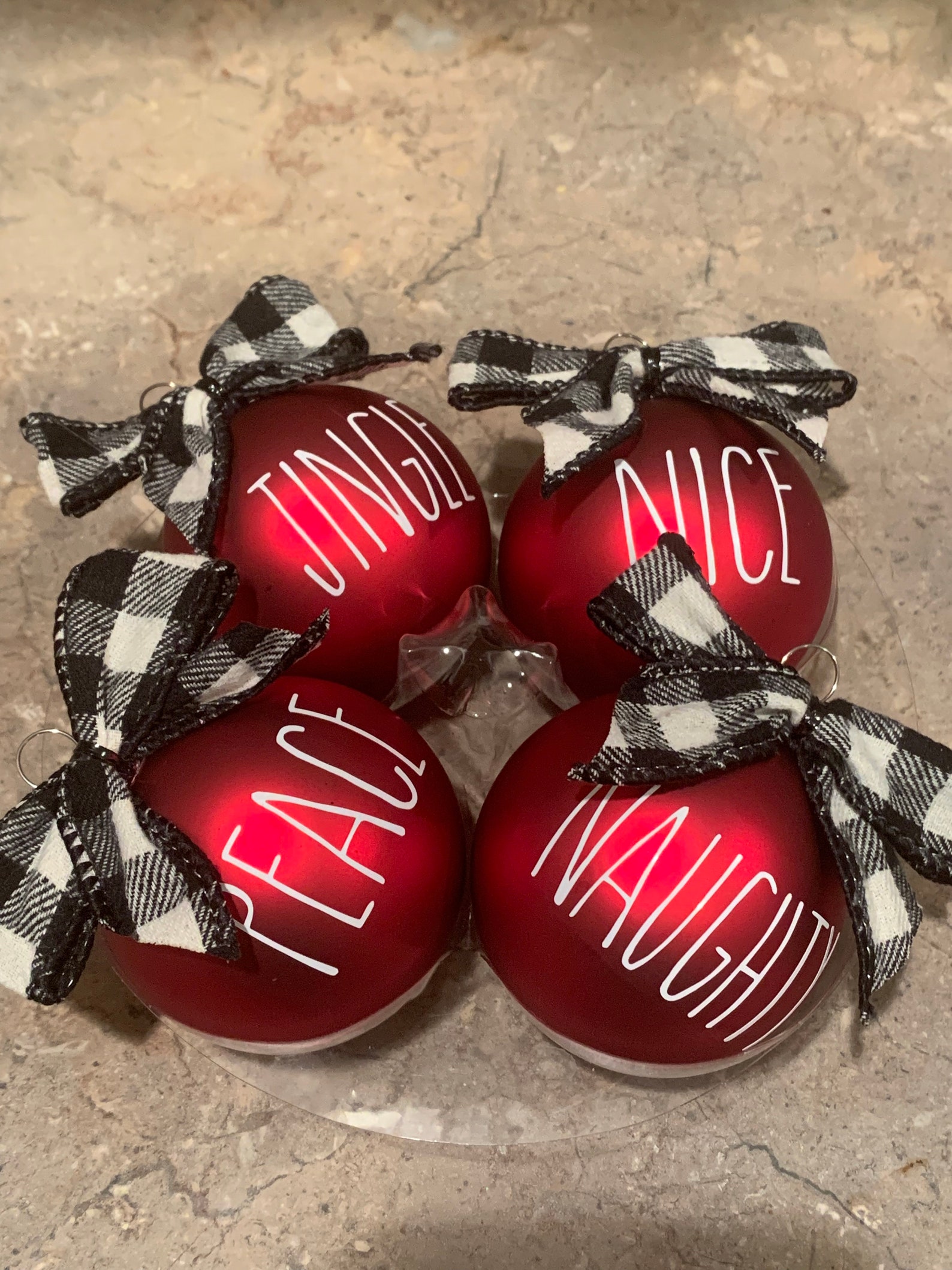 Farmhouse Ornaments Red Buffalo Check Ornaments Rustic Red Etsy