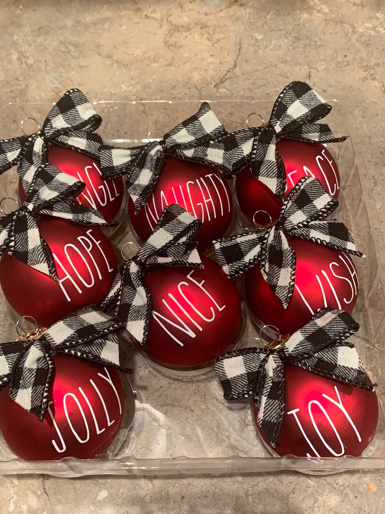 Farmhouse Ornaments Red Buffalo Check Ornaments Rustic Red Etsy