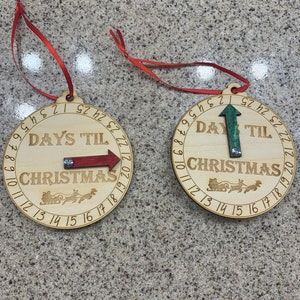 Christmas countdown ornament - countdown ornament - wood ornament
