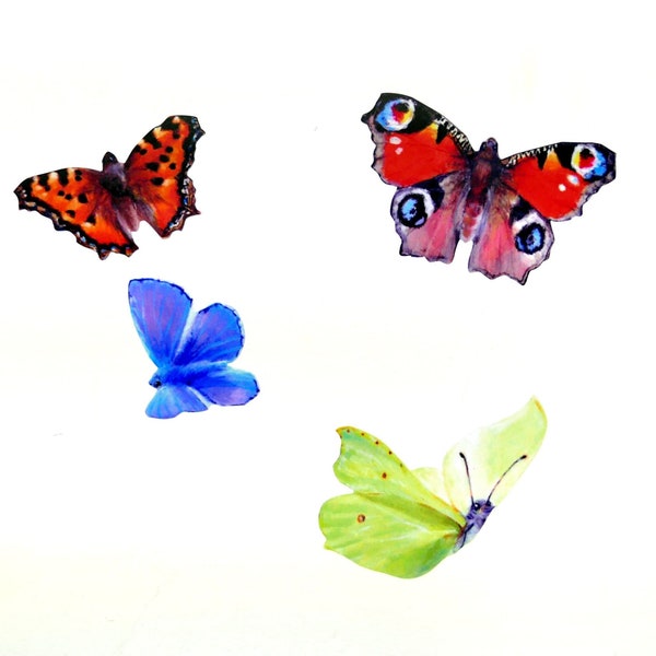 4 x Butterfly Wall stickers | British Butterflies | Woodland Nursery Decals
