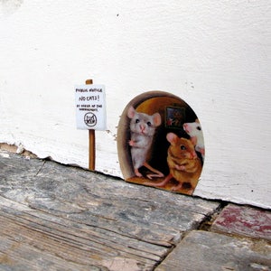 Miniature 'No Cats' mouse hole wall sticker / decal image 1