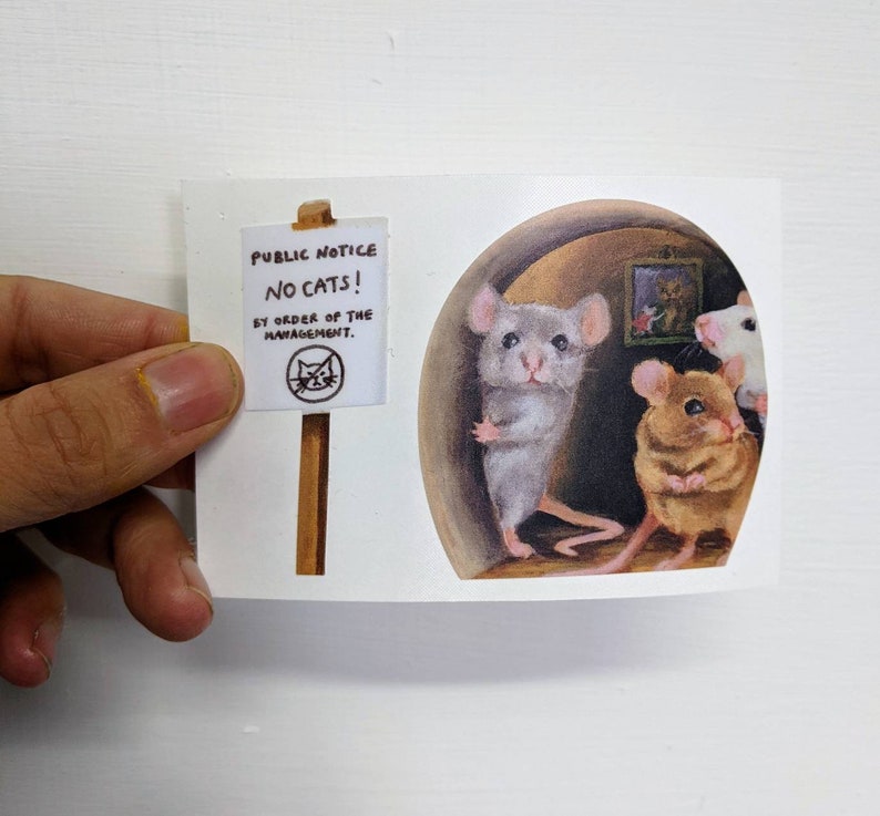 Miniature 'No Cats' mouse hole wall sticker / decal image 3
