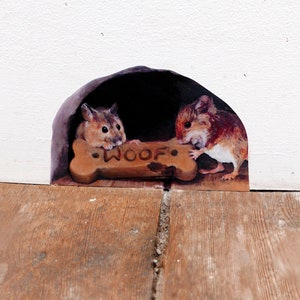 Mouse hole wall sticker &#39;Sharing is Caring&#39; mice love dog treats! wall decal