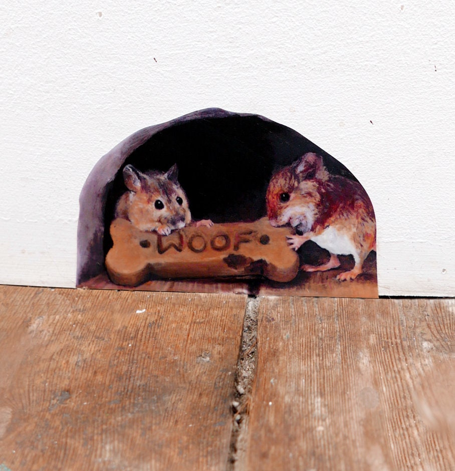 Mouse hole wall sticker 'Sharing is Caring' mice love Etsy