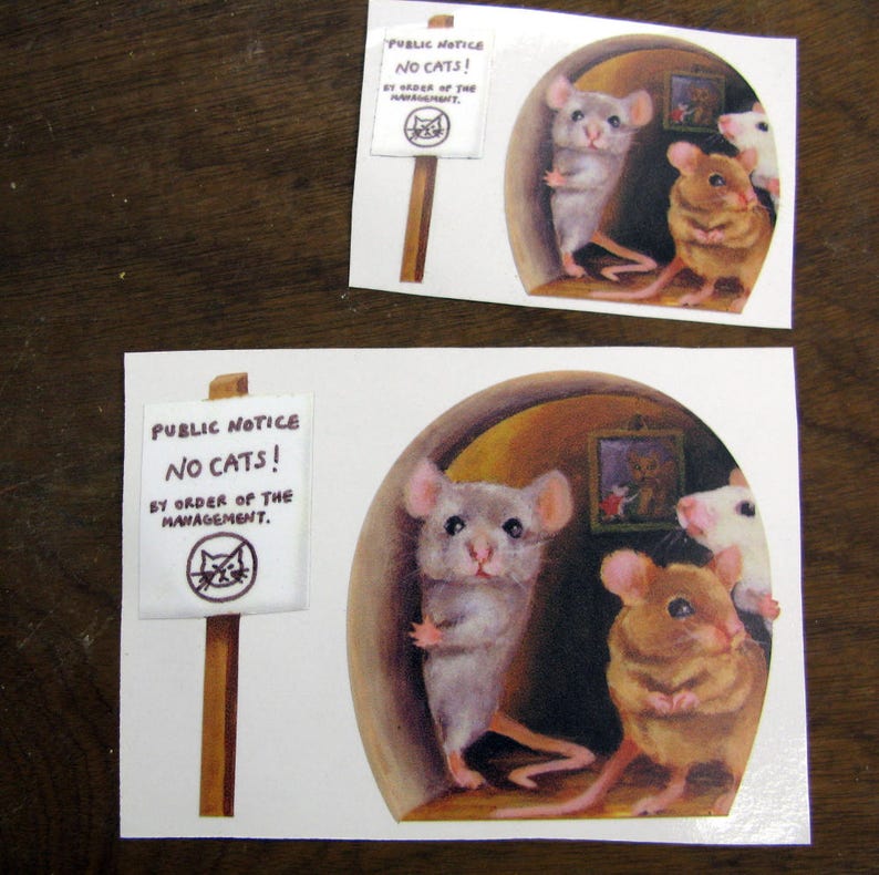 Miniature 'No Cats' mouse hole wall sticker / decal image 4