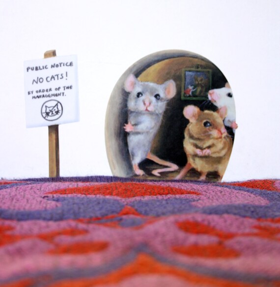 No Cats Scaredy Mice Mouse Hole Wall Sticker Decal Cute Etsy