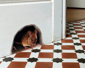 Mouse Hole Wall Sticker / Decal for the Skirting Board, mini mural