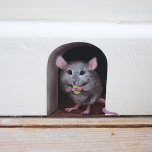 2 x miniature mouse hole decals - stickers from lola
