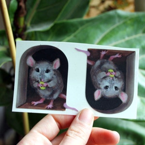 2 x miniature mice/ mouse hole decals stickers from lola mini mural image 3