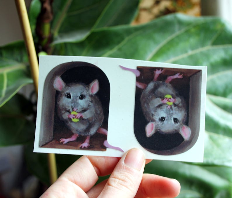 2 x miniature mice/ mouse hole decals stickers from lola mini mural image 3