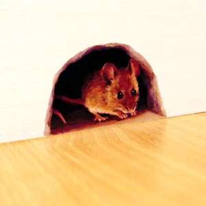 Mouse Hole Wall Sticker / Decal for the Skirting Board, mini mural