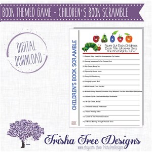 Book Themed Baby Shower - Children&#39;s Book Scramble - Book Titles - Kid&#39;s Books - Story Book -  Baby Shower Game - Shower Games - Prizes -