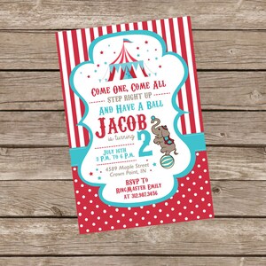 Circus Themed Birthday Invitation