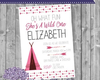 She's A Wild One Birthday Party Invitation - Wild One Birthday Invite - Wild One Birthday Invitation - One Birthday - First Birthday - Boho