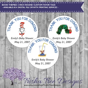 Book Theme Favor Tag - Favor Sticker - Favor Card - Label - Round Sticker - Sticker - Custom - Book Shower - Books & Brunch - Storybook -