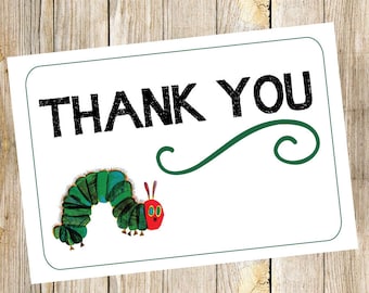 Book Baby Shower Thank You Card - Caterpillar - Thanks - Birthday Party - Bday Party - Stationary - Storybook - Nursery Rhymes