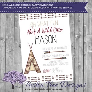 He&#39;s A Wild One Birthday Party Invitation - Wild One Birthday Invite - Wild One Birthday Invitation - One Birthday - First Birthday - Boho