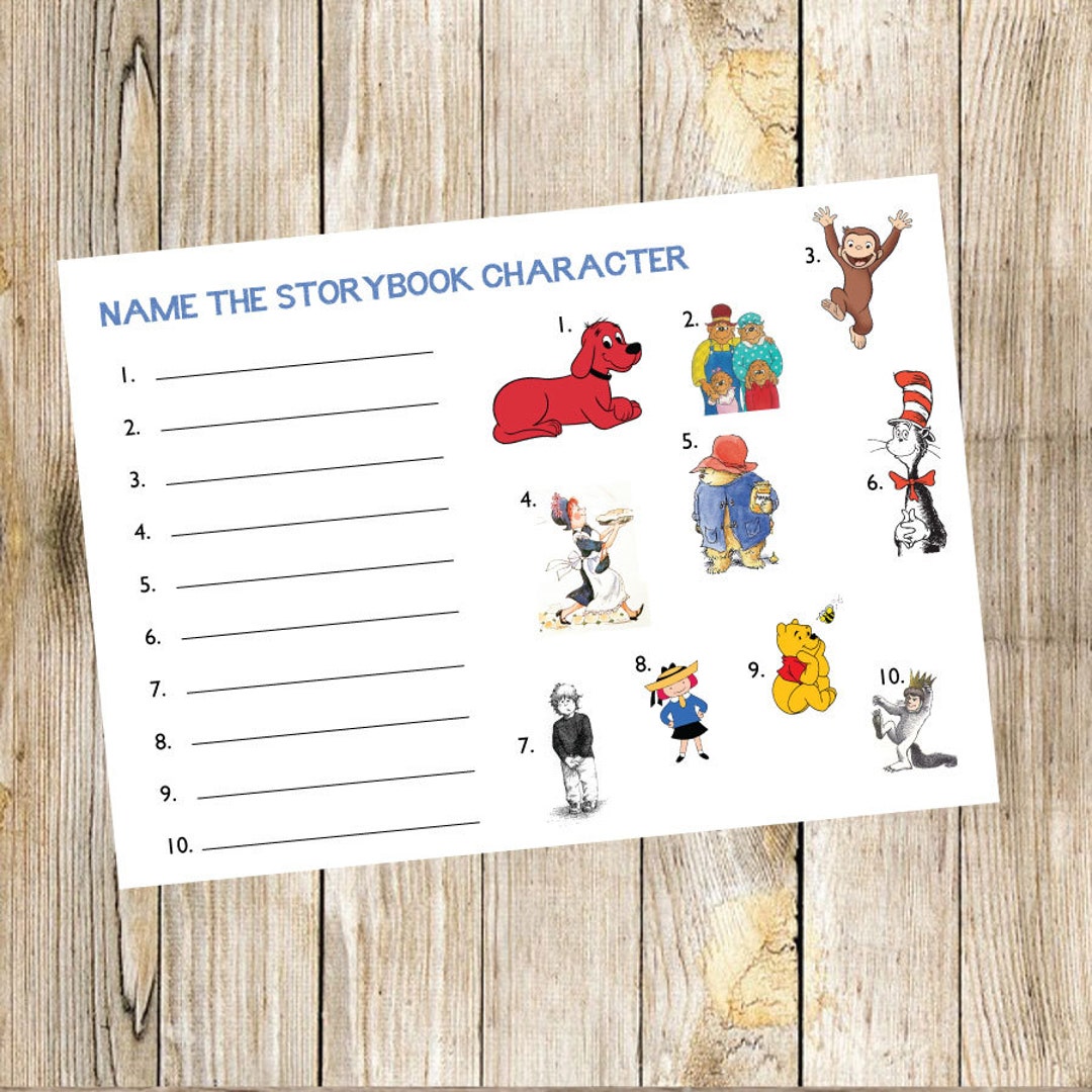 Book Baby Shower Game Name the Storybook Character Shower Games Game