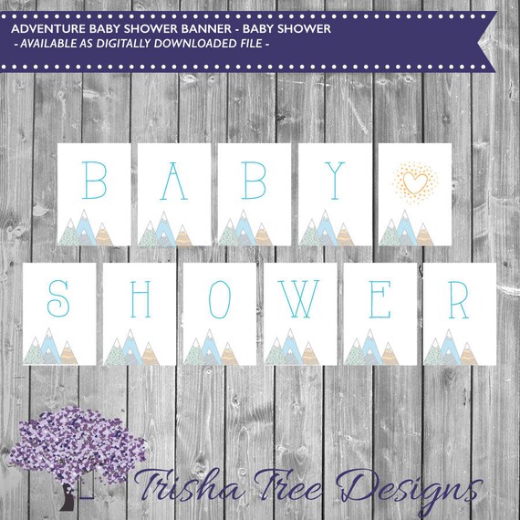Adventure Awaits Baby Shower Banner Baby Shower Banner Bunting Pendant Baby Shower Adventure Shower Mountain Adventure
