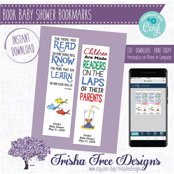 Baby Shower Bookmark Etsy