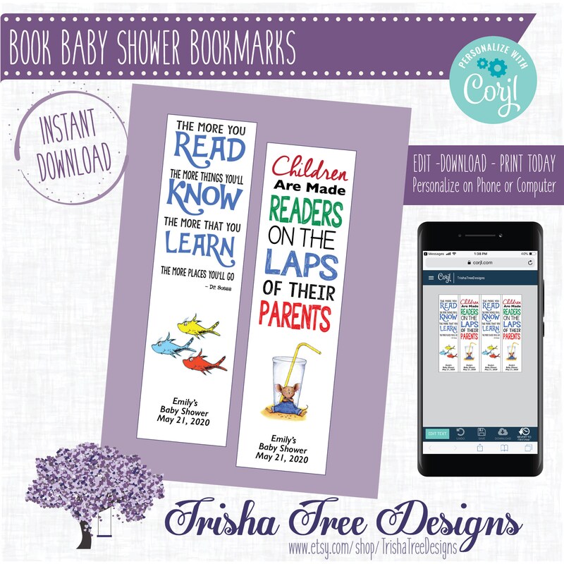 Baby Shower Bookmark - Etsy