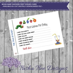 Book Baby Shower - First Wishes for Baby Card - Instant - Sprinkle - Story - Nursery Rhyme - Game - Card  - Mouse - Caterpillar -