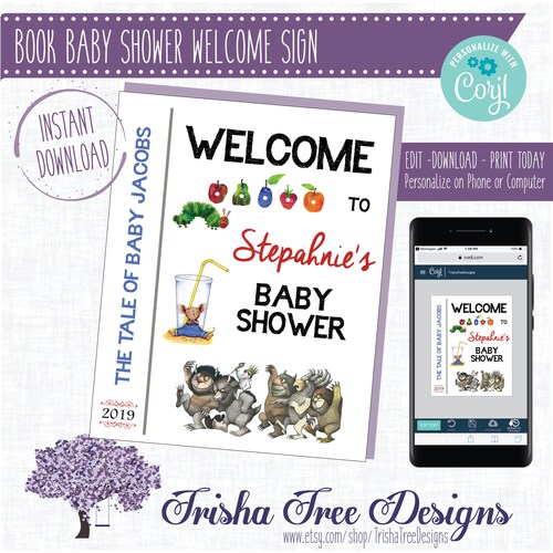 Book Baby Shower Sign Book Theme Baby Shower Poster Etsy