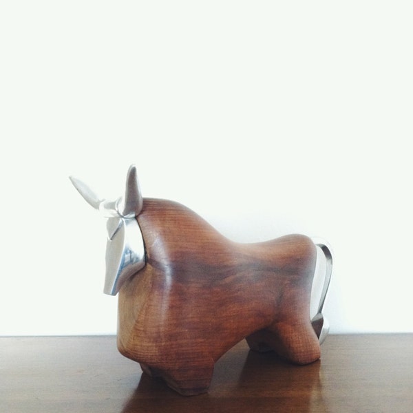RESERVED for Allen - Vintage Bull Figurine . Mid Century Modern Sculpture . Modern Animal Sculpture . Modernist Bull . Danish Modern